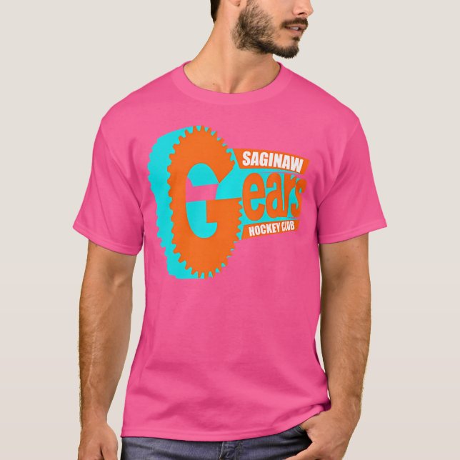 T-shirt Gitche Gumee Saginaw Gears Club de hockey Black Un (Devant)