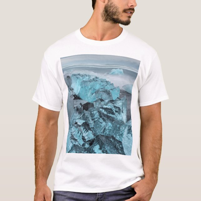 T-shirt Glace bleue sur la plage, Islande (Devant)