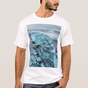 T-shirt Glace bleue sur la plage, paysage marin, Islande