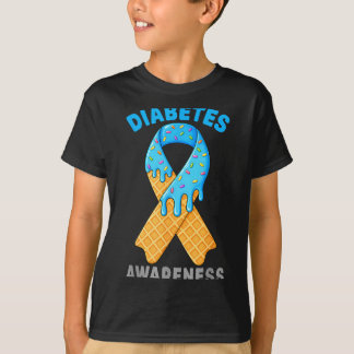 T-shirt glace gaufre bleue de sensibilisation au diabète d