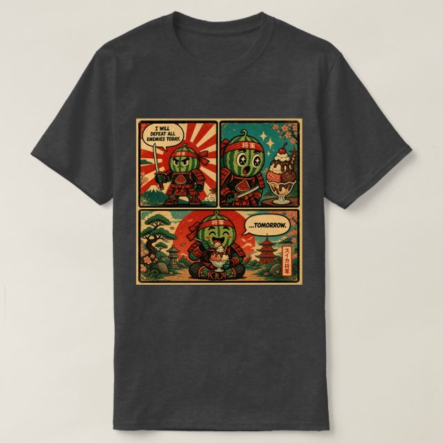 T-shirt Glace Shogun Pastèque — Drôle de Procrastination (Design devant)