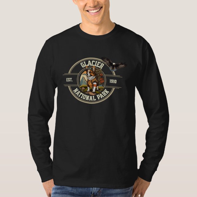 T-shirt Glacier National Park Dog Hiker Eagle Flying Outdo (Devant)