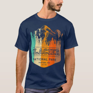 T-shirt Glacier National Park Mountains Retro Hiking Campi