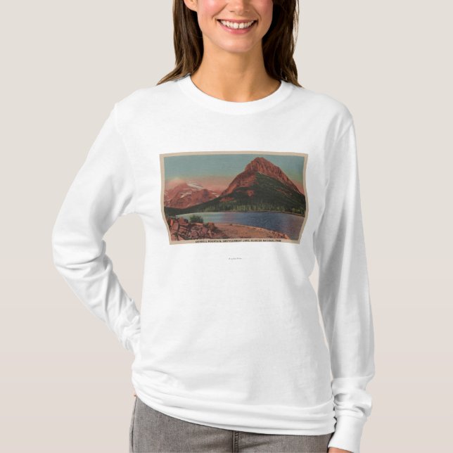 T-shirt Glacier, TA - vue de Grinnell Mt. et Swiftcurren (Devant)