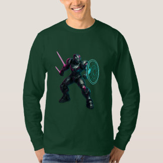 T-shirt Gladiateur Cybernétique – Guerrier à la lame néon