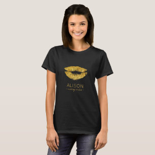 T-shirt Glam parties scintillant en or noir grand peintre 