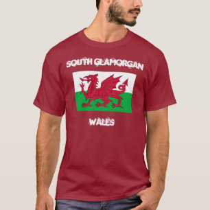 T-shirt Glamorgan Sud, Pays de Galles avec drapeau gallois