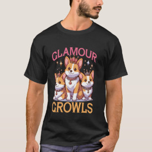 T-shirt Glamour Growls Corgi Royauté Étincelle