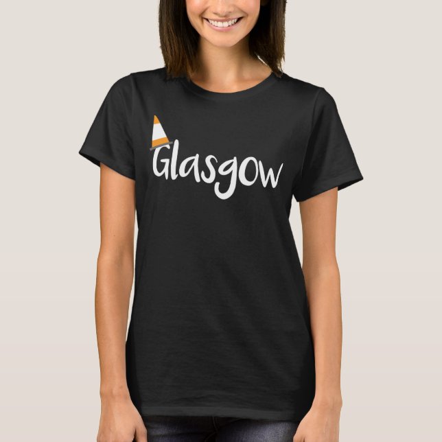 T-shirt Glasgow Scotland Orange Traffic Cone Hat (Devant)