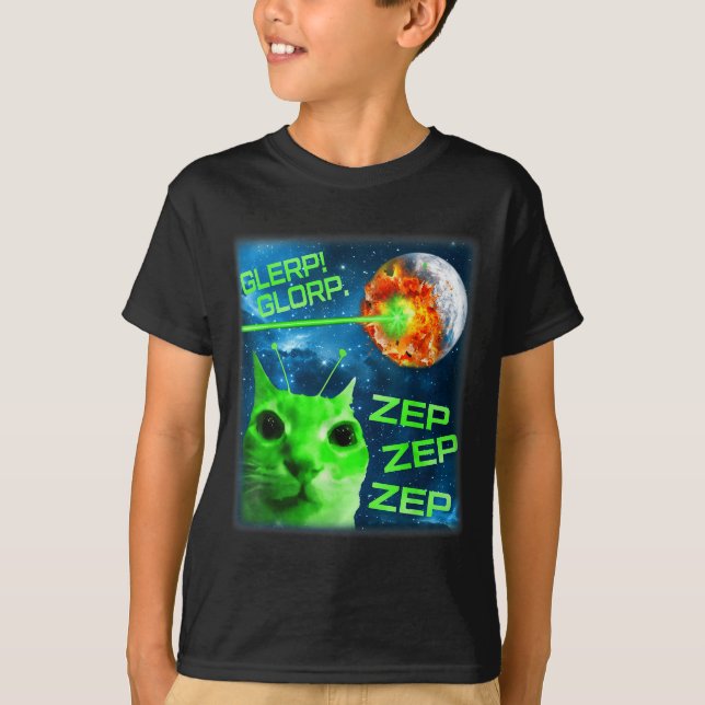T-shirt Glerp Glorp Funny Alien Cat Brainrot Meme  (Devant)