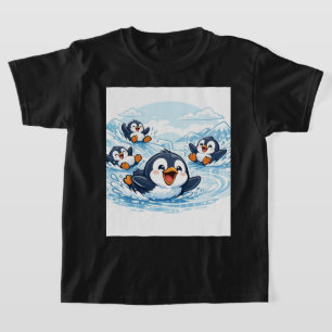 T-shirt Glissade de manchot cool – Graphique d'hiver de de