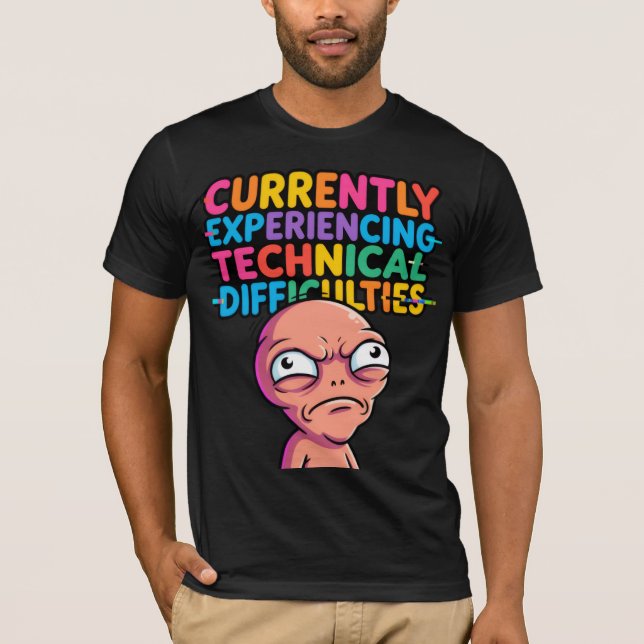 T-shirt Glitch Alien Tech Difficultés — Drôle de G (Devant)
