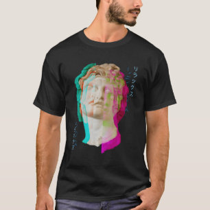 T-shirt Glitch Grèce Statue Vague Synthwave Vaporwave Aest