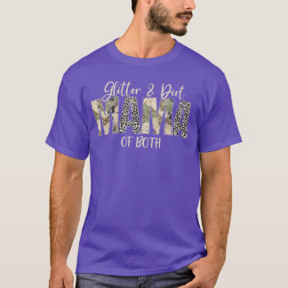 T-shirt Glitter Dirt Mom Mama of Both Leopard Camo Mothers