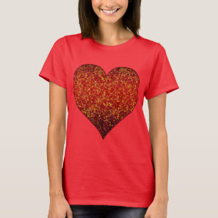 T - Shirt-Glitzer-grafisches Herz-Rot T-Shirt