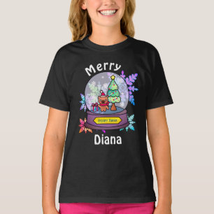 T-shirt Globe de neige mignonne à l'ours en peluche avec d
