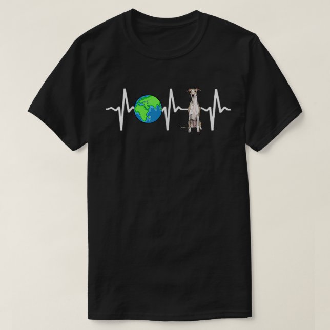 T-shirt Globe Planet Earth Whippet Amoureux des chiens Hea (Design devant)