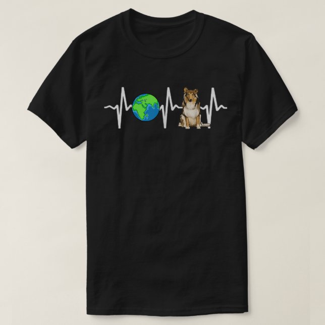 T-shirt Globe Planet Terre Collie Amoureux des chiens Hear (Design devant)
