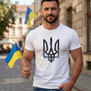 T-shirt Gloire aux Héros. UKRAINE. Trident. Chemise Tri-Bl