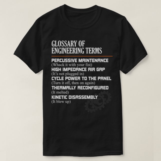 T-shirt Glossaire des termes d'ingénierie Drôle d'ingénieu (Design devant)