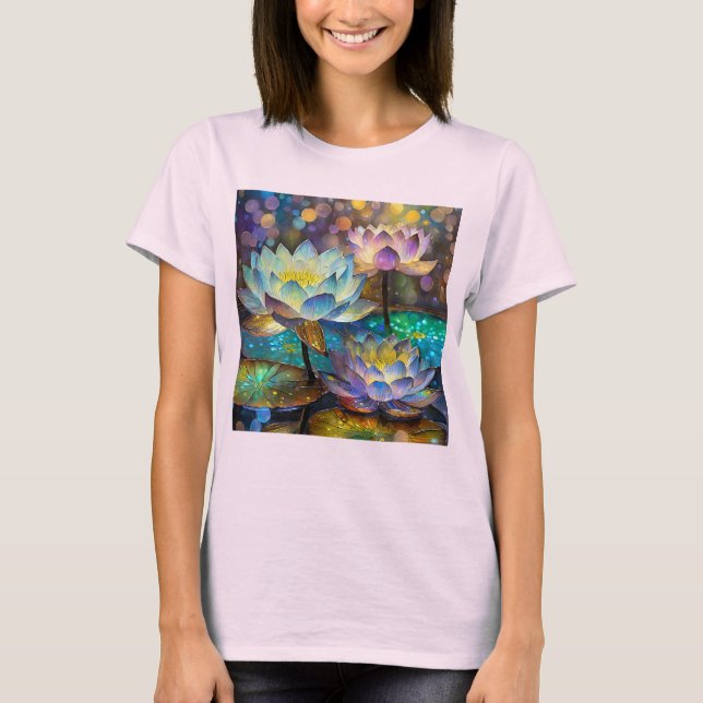 T-shirt Glowing Lotus Flowers Trio (Devant)