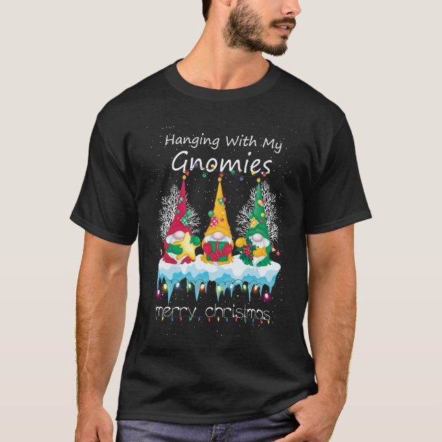 T-shirt Gnome Accroche Avec Mes Gnomies Joyeux Noël (Devant)