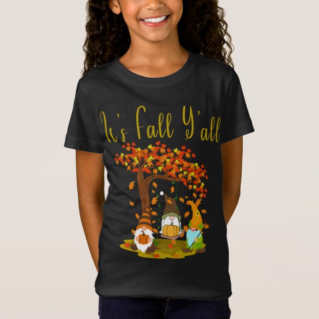 T-Shirt Gnome Citrouille C'est Automne Y'all Automne Drôle (Devant)