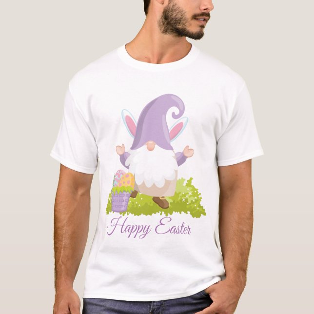 T-shirt Gnome de Pâques et vacances mignons d'oeufs (Devant)