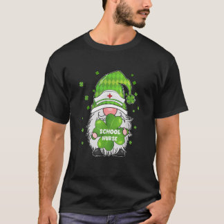 T-shirt Gnome Drôle Avec Shamrock Infirmière Scolaire St P