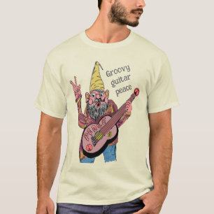 T-shirt Gnome Fantaisiste avec Guitare de la Paix, Vibe Gr