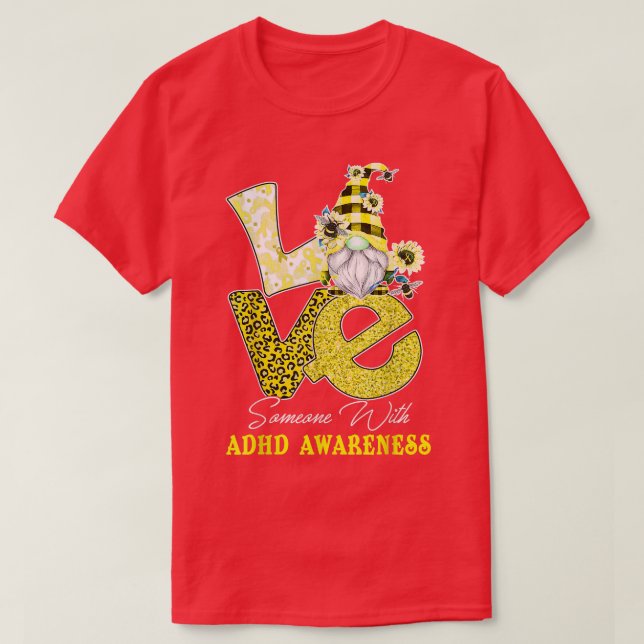 T-shirt Gnome Flower Love Adhd Sensibilisation (Design devant)