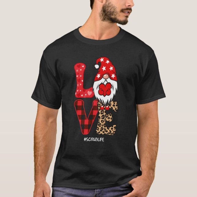 T-shirt Gnome Infirmière Valentines Jour Coeur Stethoscope (Devant)