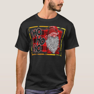 T-shirt Gnome Santa Claus HoHoHo Buffalo Plaid Funny Chris