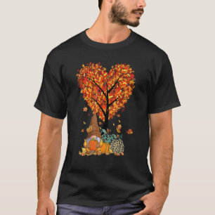 T-shirt Gnome Thanksgiving Fall Leaves Tree Citrouille Pat