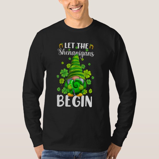 T-shirt Gnome Tie Dye Shamrock Let Shenanigans Begin St Pa (Devant)