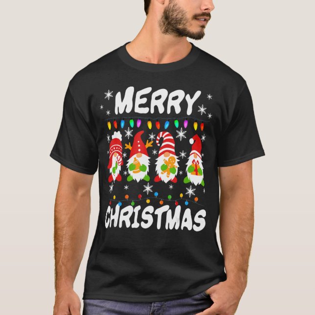 T-shirt Gnome Xmas Pyjamas Joyeux Joyeux Noël Matching (Devant)