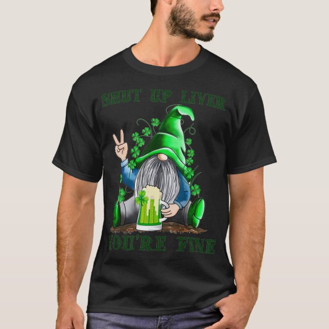 T-shirt Gnomes Boire Saint Patricks Fermé Foie Votre (Devant)