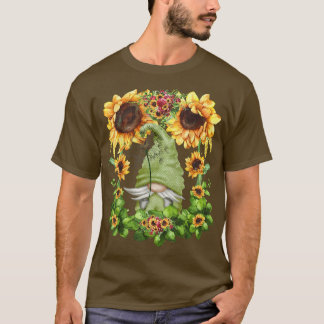 T-shirt Gnomes De Jardin Pour Femmes Avec Tournesol Rose M