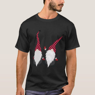 T-shirt Gnomes de Noël En Rouge Presse Deux Gnomes Design