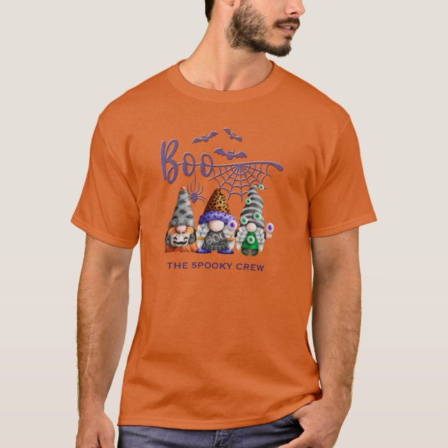 T-shirt Gnomes d'Halloween à l'équipage Éffrayant (Devant)