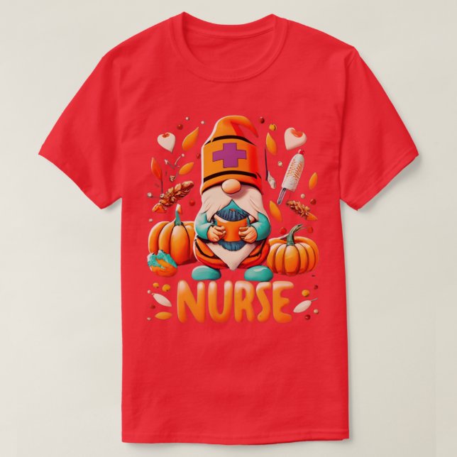 T-shirt Gnomes d'infirmière d'action de grâce Scrub d'auto (Design devant)