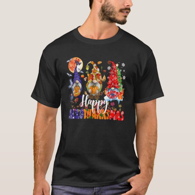 T-shirt Gnomes Halloween Thanksgiving Christmas Happy Hall (Devant)