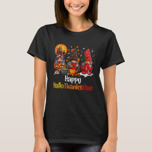 T-shirt Gnomes Happy HalloMerciMas Thanksgiving Noël
