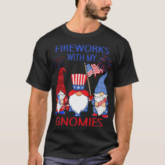 T-shirt Gnomes léopard du 4 juillet Feu d'artifice América