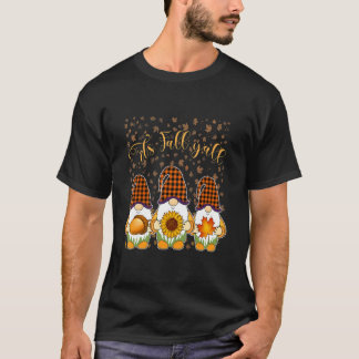 T-shirt Gnomes mignons Citrouille Automne Arbre Feuilles a