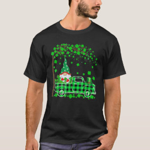 T-shirt Gnomes mignons Riding Green Plaid Truck Happy St P
