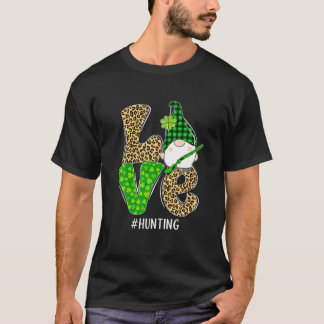 T-shirt Gnomes Patrick's Day Love Hunting Leopard Plaid Co