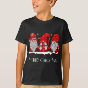 T-shirt Gnomes Snowy Red Vêtements de Noël Gnomes