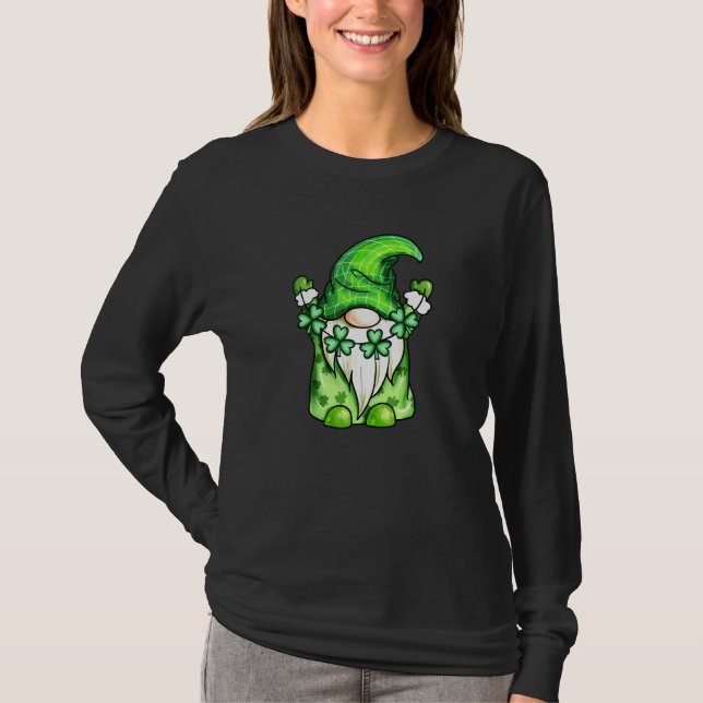 T-shirt Gnomes Vert Avec Shamrock Pour St Patrick's D (Devant)