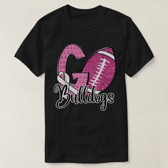 T-shirt Go Bulldogs École Sport Ventilateur Esprit Cancer  (Design devant)
